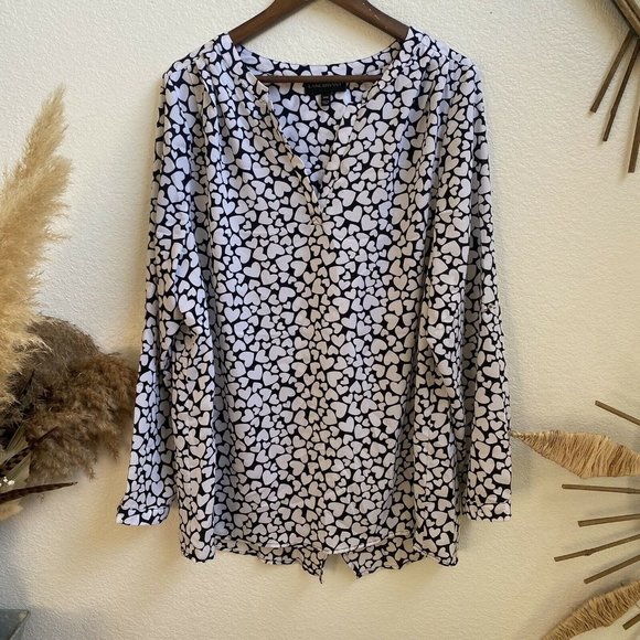 Lane Bryant Tops - LANE BRYANT Boho Heart Print White Long Sleeve top